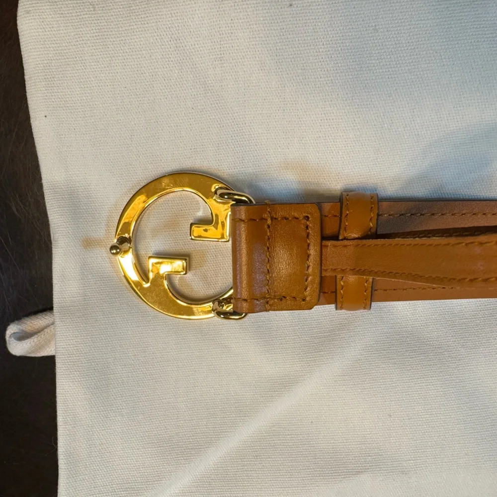 New Gucci GG Logo Buckle Brown Belt Size 48 / 120 cm Fits a Waist 44 - 48
